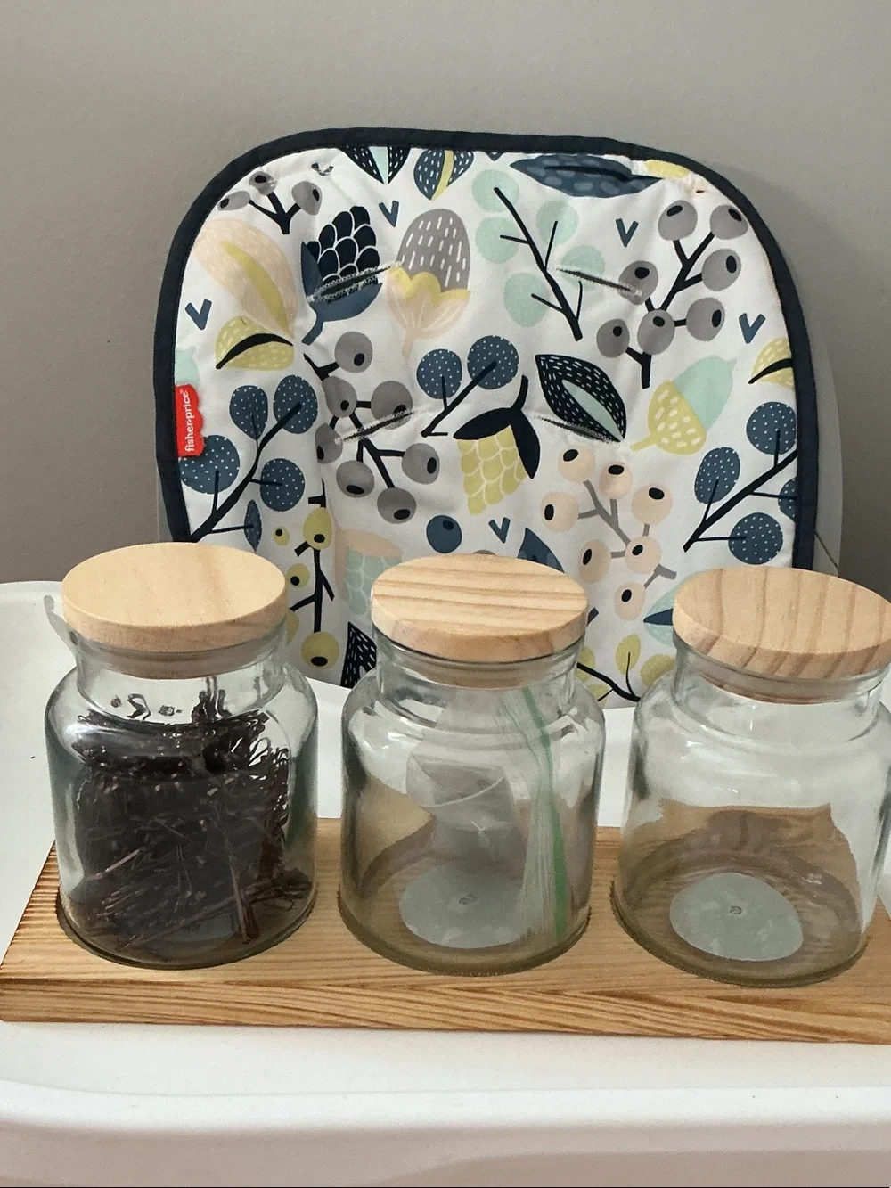 Glass  Jars with Wooden Lids - Clear/Light Wood. 🪵